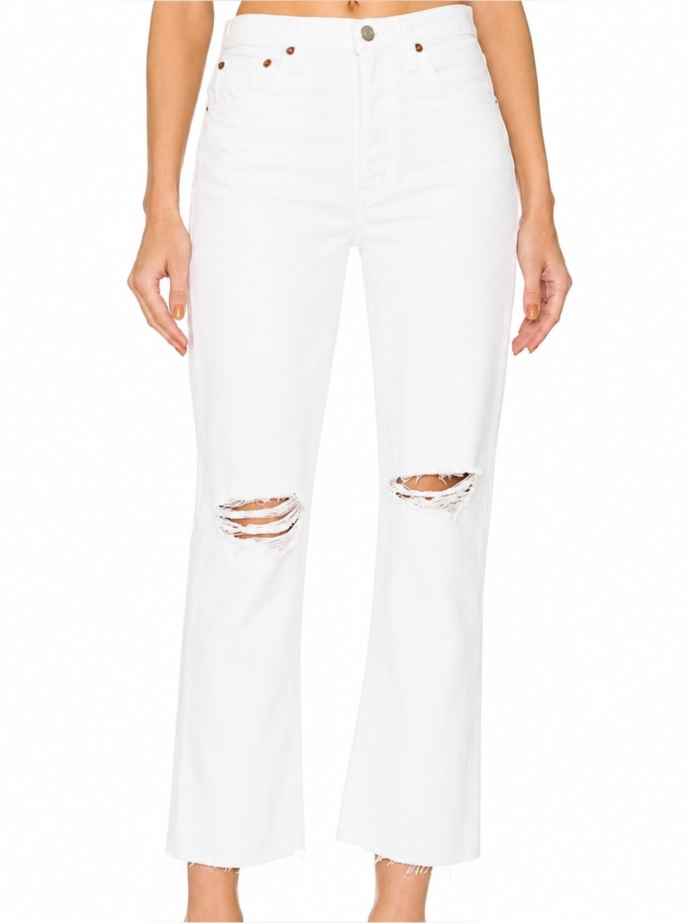 Re/Done 70’s Stovepipe White Destroyed Jeans NWT